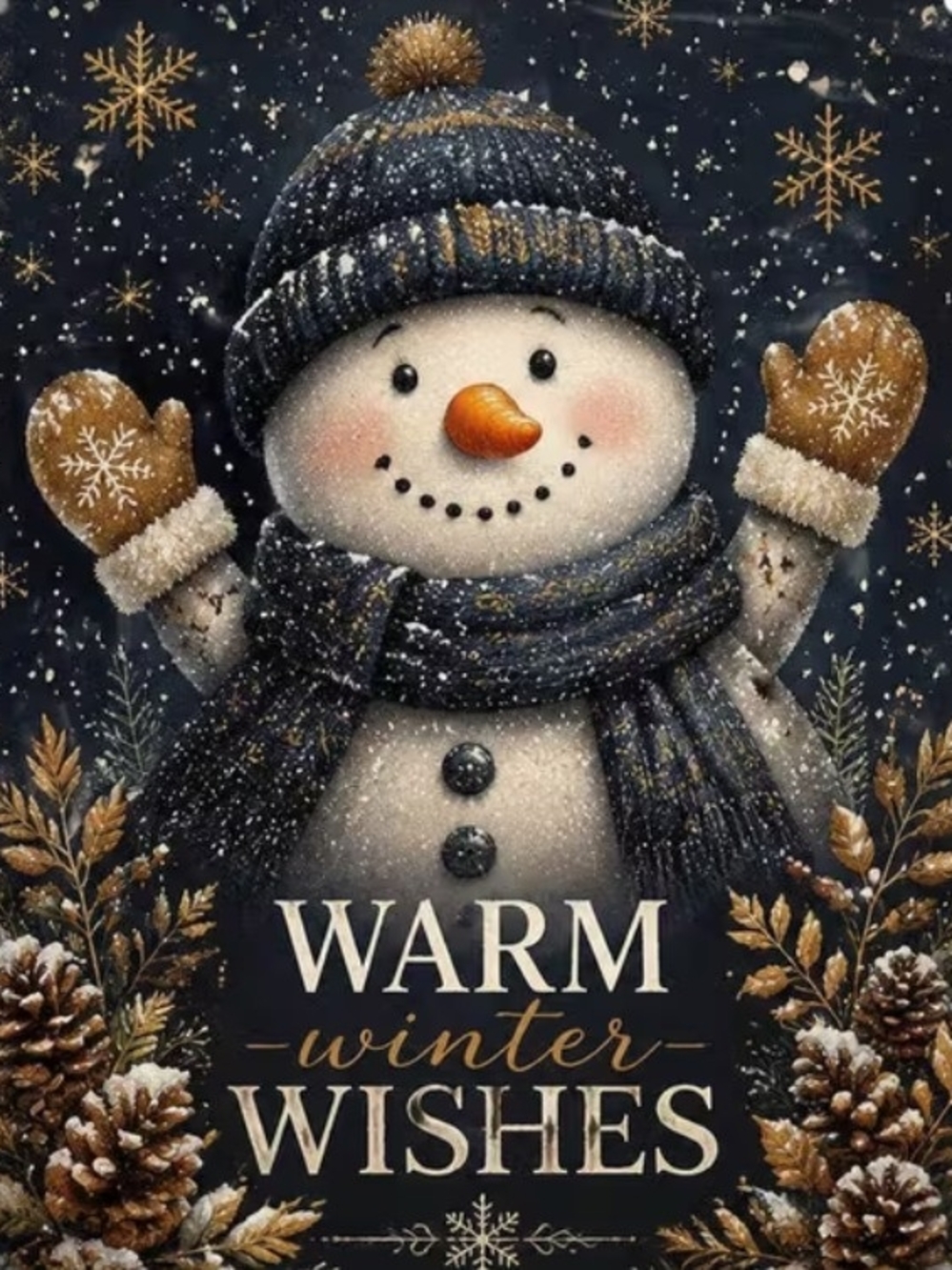 Warm Winter Wishes Snowman Wall Art 8x10 Print
